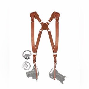 C Coiro Camera Harness for 2 Cameras Dual Shoulder Leather Camera Strap